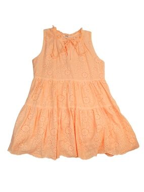 BB Dakota Orange Eyelet Dress Size Medium Embroidered Tiered Mini